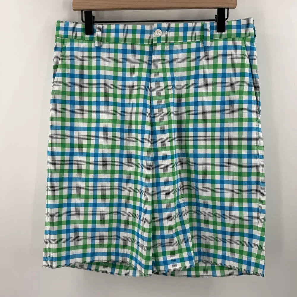 Nike Golf Shorts Men's Size 32 Medium Core Dri-Fit Plaid Performance Flat Front